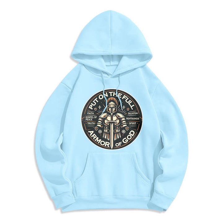 Christianartworkshop Modern Style Put On The Full Armor of God Fleece Lined Polyester Hoodie