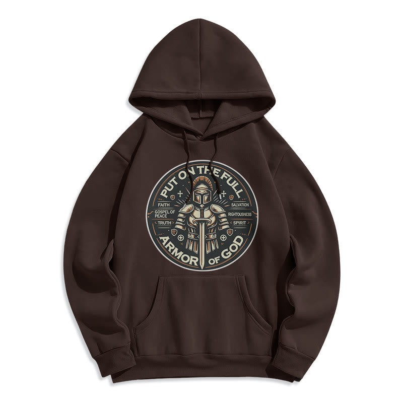Christianartworkshop Modern Style Put On The Full Armor of God Fleece Lined Polyester Hoodie - Brown - 2XL - image 20