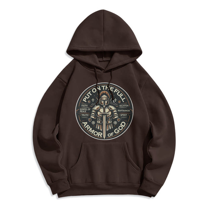 Christianartworkshop Modern Style Put On The Full Armor of God Fleece Lined Polyester Hoodie - Brown - 2XL - image 20