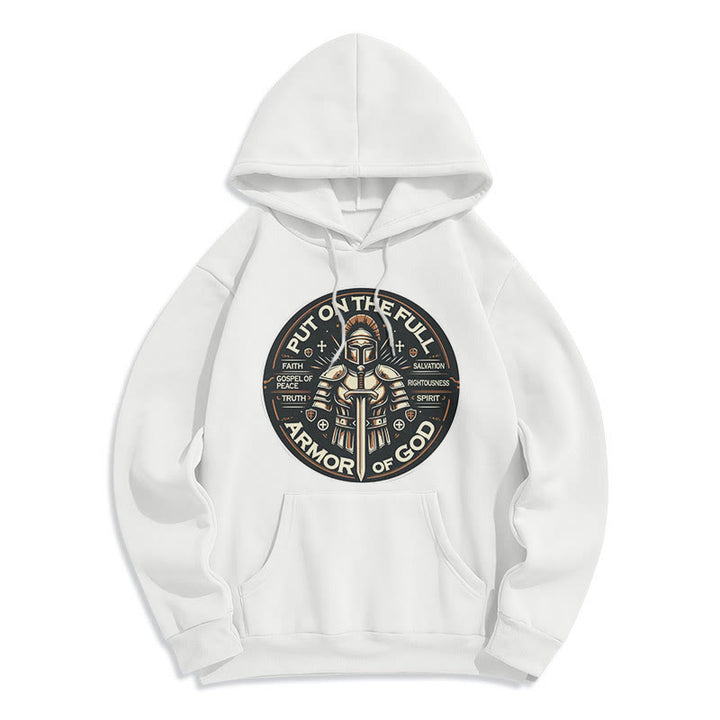 Christianartworkshop Modern Style Put On The Full Armor of God Fleece Lined Polyester Hoodie