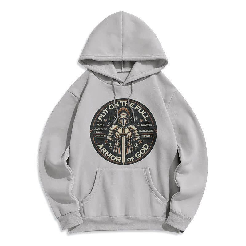 Christianartworkshop Modern Style Put On The Full Armor of God Fleece Lined Polyester Hoodie - Grey - 2XL - image 0