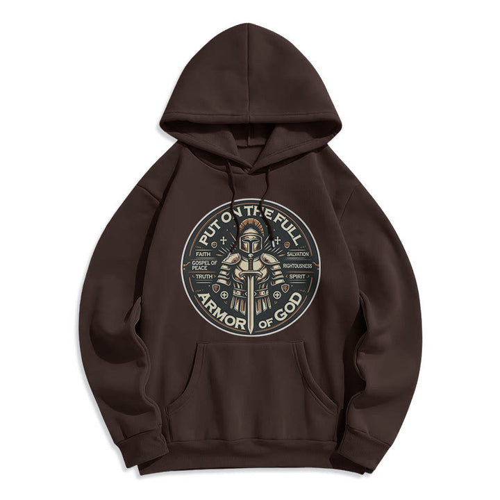 Christianartworkshop Modern Style Put On The Full Armor of God Fleece Lined Polyester Hoodie