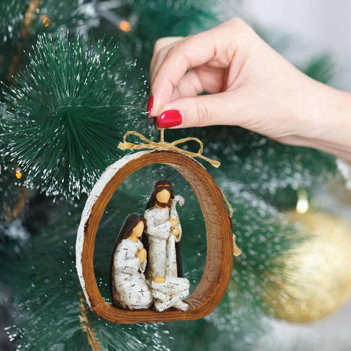 Christianartworkshop Rustic Style Harmony Blessing Nativity Scene Christmas Nativity Hanging Ornaments