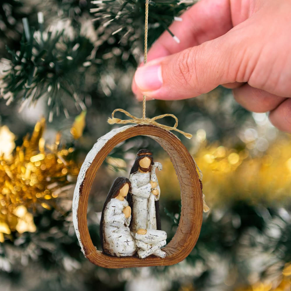 Christianartworkshop Rustic Style Harmony Blessing Nativity Scene Christmas Nativity Hanging Ornaments