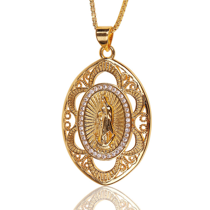 Christianartworkshop Modern Style Our Lady of Guadalupe Oval Sacred Faith Necklace