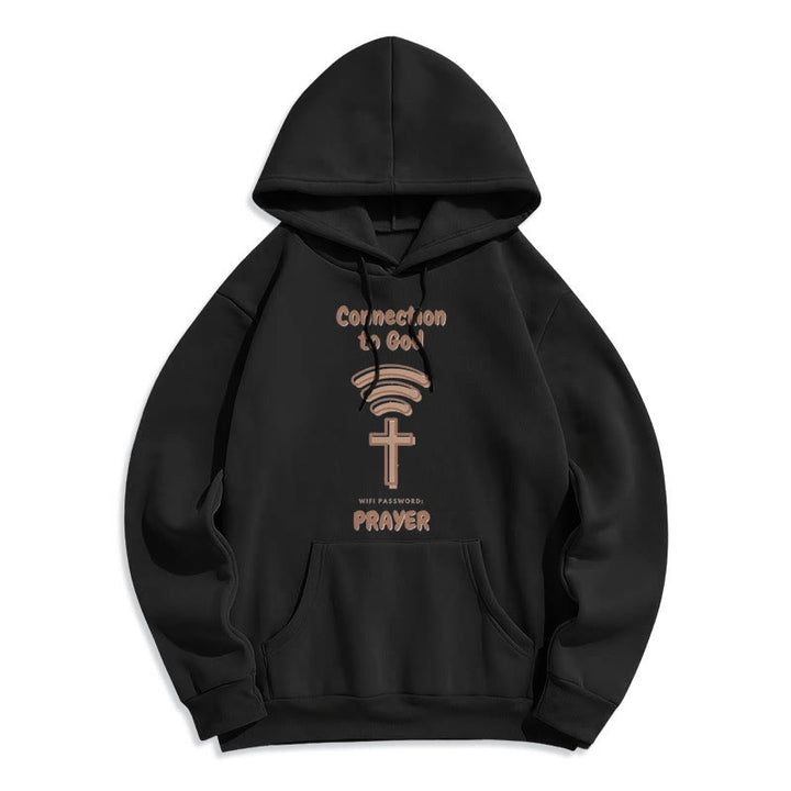 Christianartworkshop Modern Style Prayer Connection To God Fleece Lined Polyester Hoodie