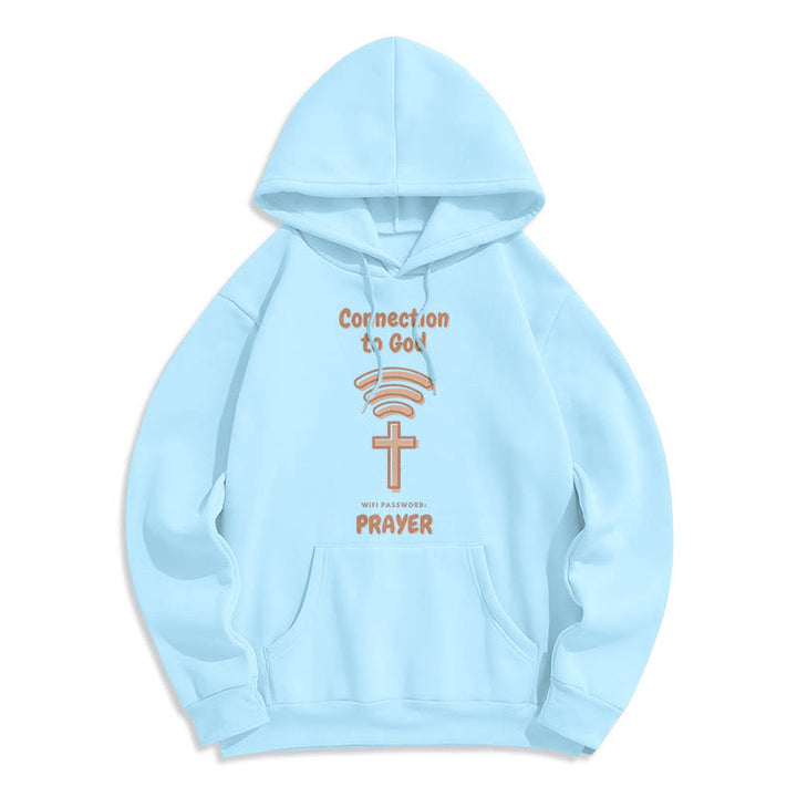 Christianartworkshop Modern Style Prayer Connection To God Fleece Lined Polyester Hoodie