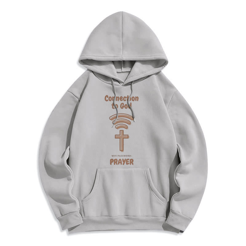 Christianartworkshop Modern Style Prayer Connection To God Fleece Lined Polyester Hoodie