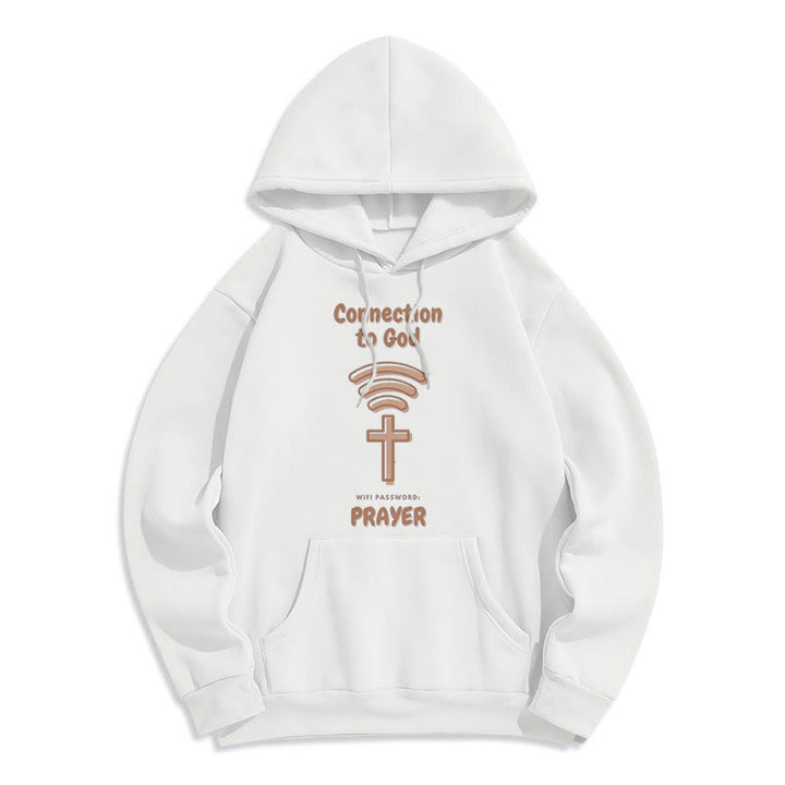 Christianartworkshop Modern Style Prayer Connection To God Fleece Lined Polyester Hoodie