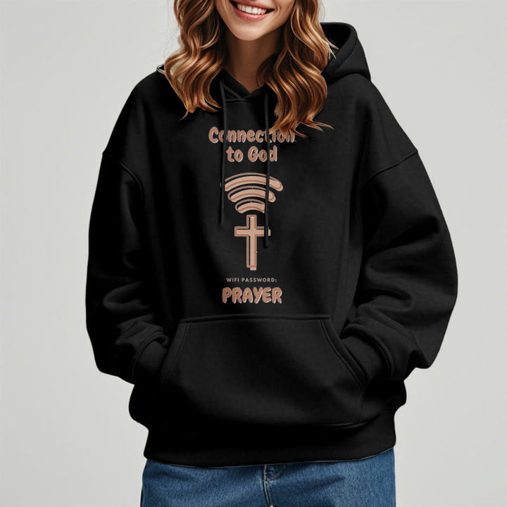 Christianartworkshop Modern Style Prayer Connection To God Fleece Lined Polyester Hoodie