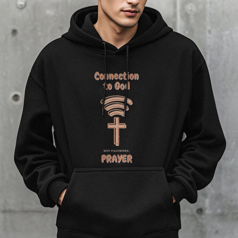 Christianartworkshop Modern Style Prayer Connection To God Fleece Lined Polyester Hoodie