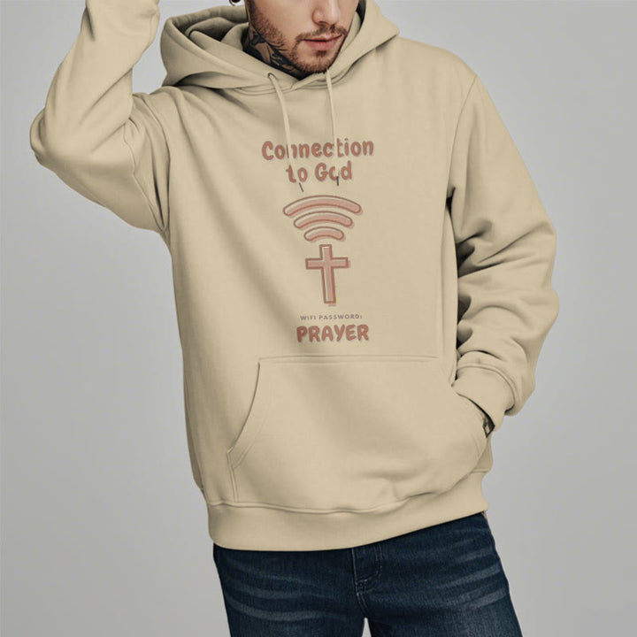 Christianartworkshop Modern Style Prayer Connection To God Fleece Lined Polyester Hoodie