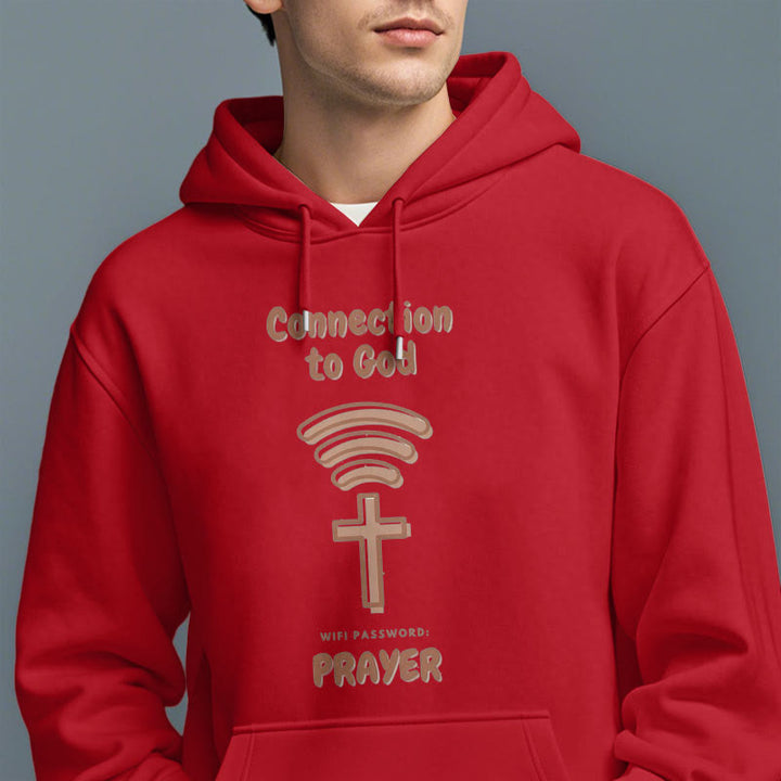 Christianartworkshop Modern Style Prayer Connection To God Fleece Lined Polyester Hoodie