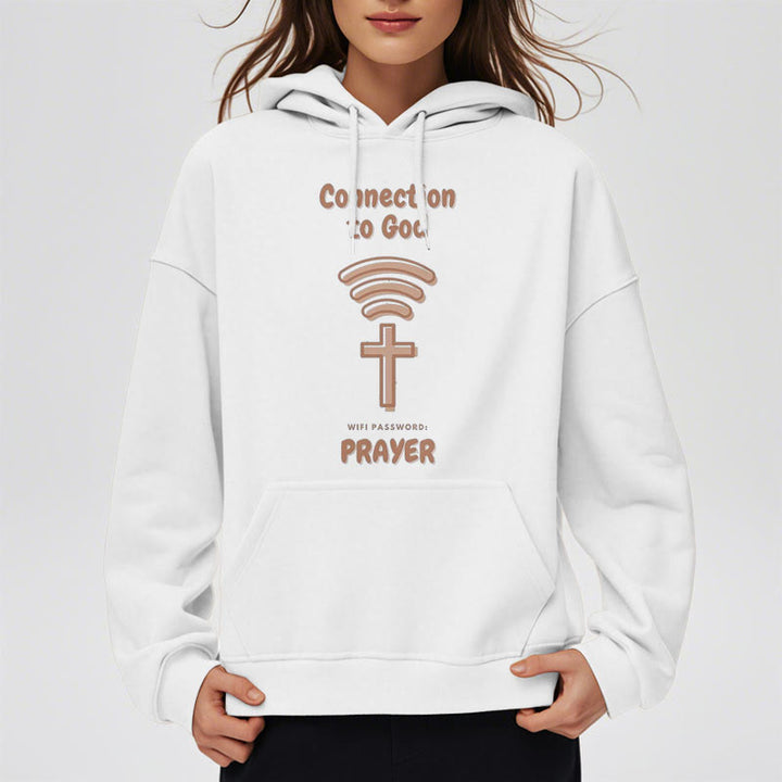 Christianartworkshop Modern Style Prayer Connection To God Fleece Lined Polyester Hoodie