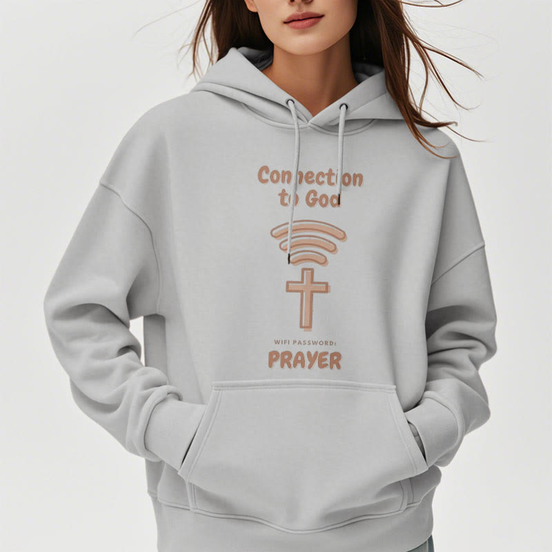 Christianartworkshop Modern Style Prayer Connection To God Fleece Lined Polyester Hoodie