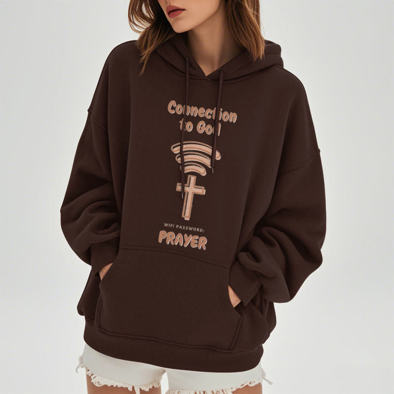 Christianartworkshop Modern Style Prayer Connection To God Fleece Lined Polyester Hoodie