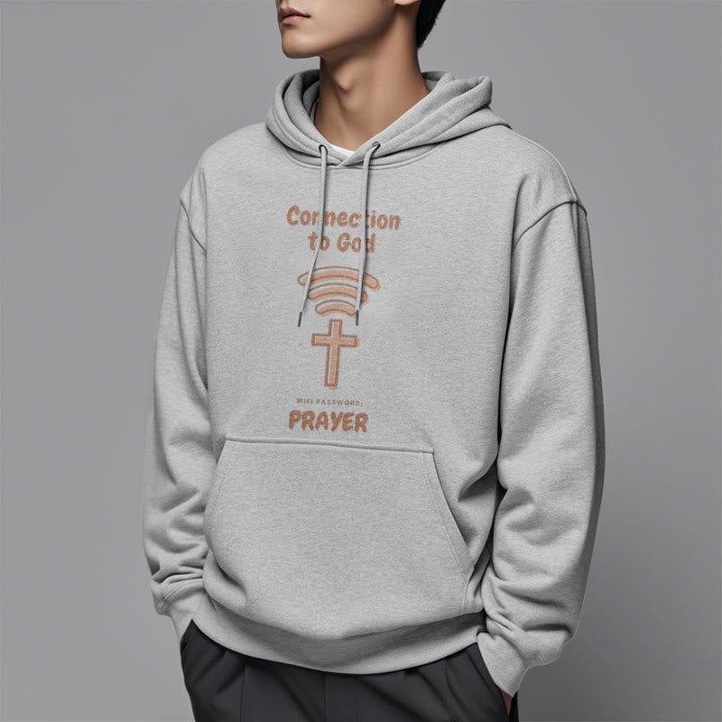 Christianartworkshop Modern Style Prayer Connection To God Fleece Lined Polyester Hoodie