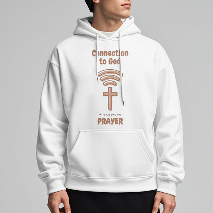 Christianartworkshop Modern Style Prayer Connection To God Fleece Lined Polyester Hoodie