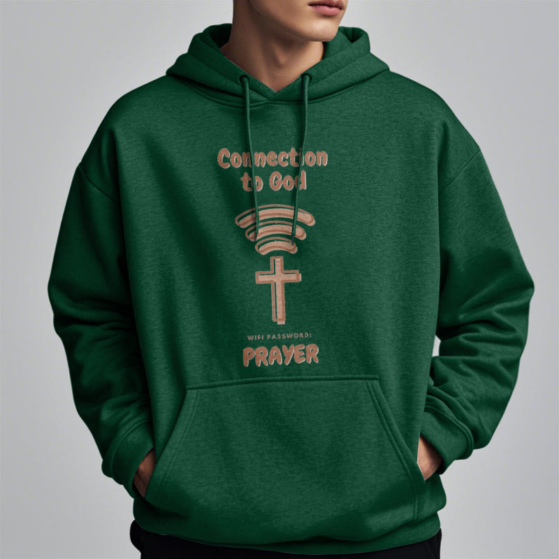 Christianartworkshop Modern Style Prayer Connection To God Fleece Lined Polyester Hoodie