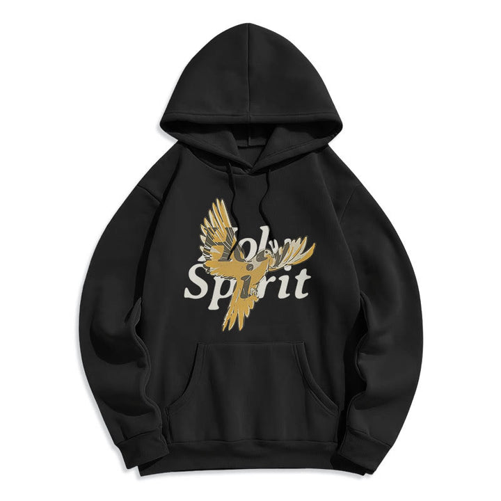 Christianartworkshop Classic Style Holy Spirit Flying Dove Fleece Lined Polyester Hoodie - Black - 2XL - image 0