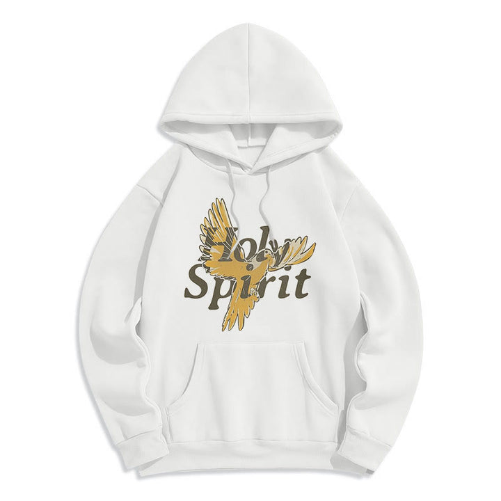 Christianartworkshop Classic Style Holy Spirit Flying Dove Fleece Lined Polyester Hoodie - White - 2XL - image 5