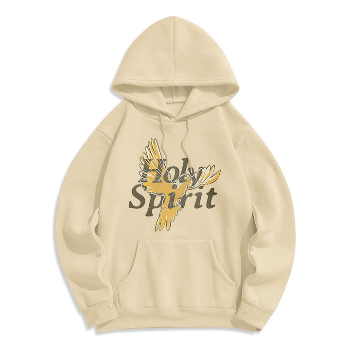 Christianartworkshop Classic Style Holy Spirit Flying Dove Fleece Lined Polyester Hoodie - Beige - 2XL - image 10