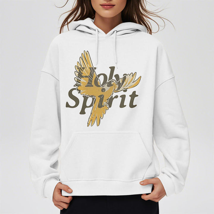 Christianartworkshop Classic Style Holy Spirit Flying Dove Fleece Lined Polyester Hoodie - image 8