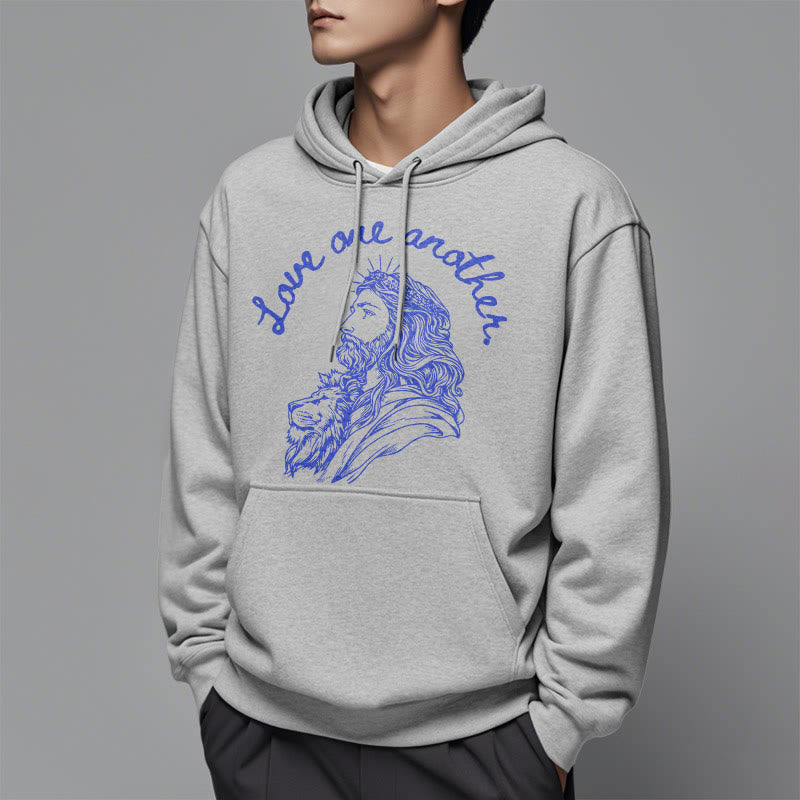 Christianartworkshop Classic Style Love One Another Jesus Fleece Lined Polyester Hoodie