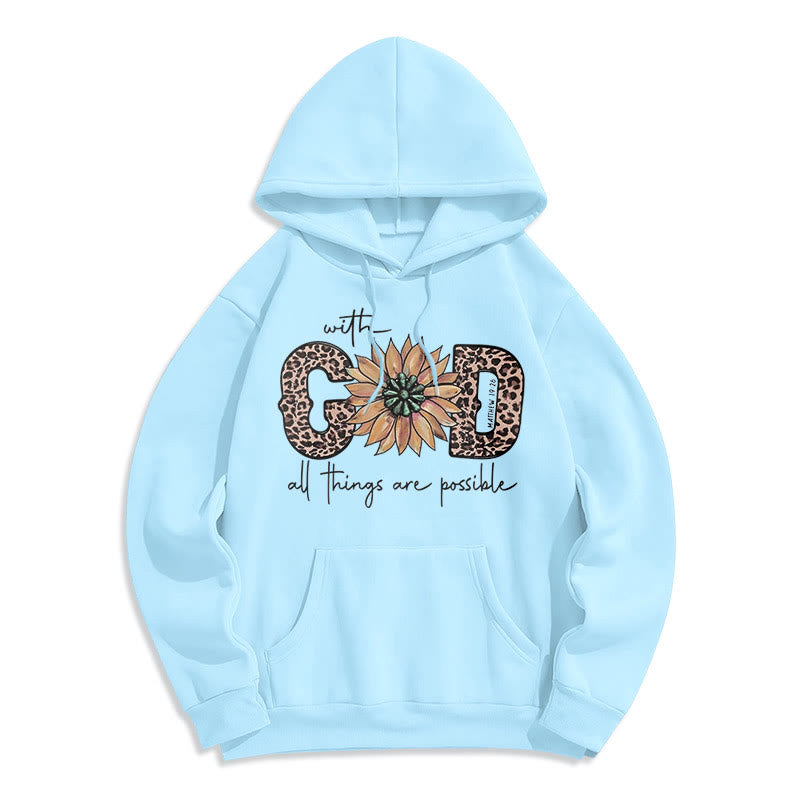 Christianartworkshop Quotation Style With God All Things Are Possible Fleece Lined Polyester Hoodie