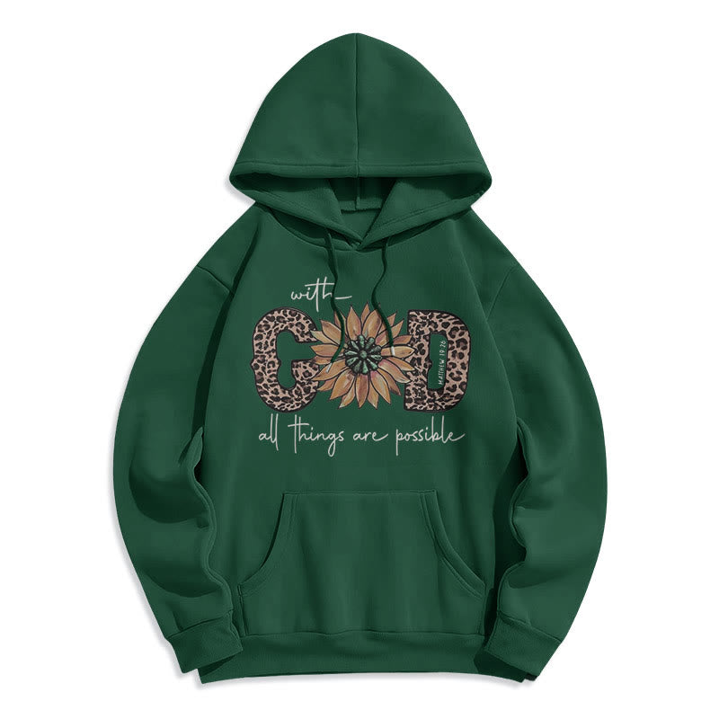 Christianartworkshop Quotation Style With God All Things Are Possible Fleece Lined Polyester Hoodie - Green - 2XL - image 25