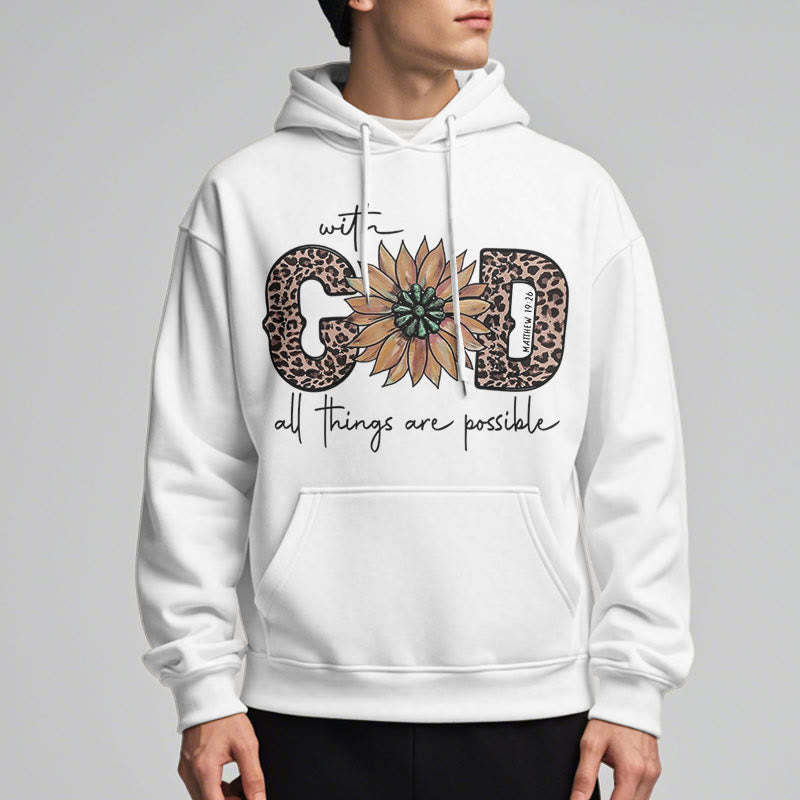Christianartworkshop Quotation Style With God All Things Are Possible Fleece Lined Polyester Hoodie - image 7