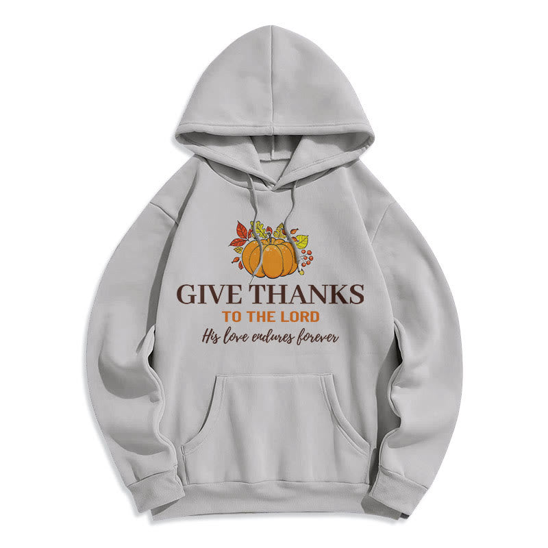 Christianartworkshop Modern Style Give Thanks to the Lord Pumpkin Fleece Lined Polyester Hoodie