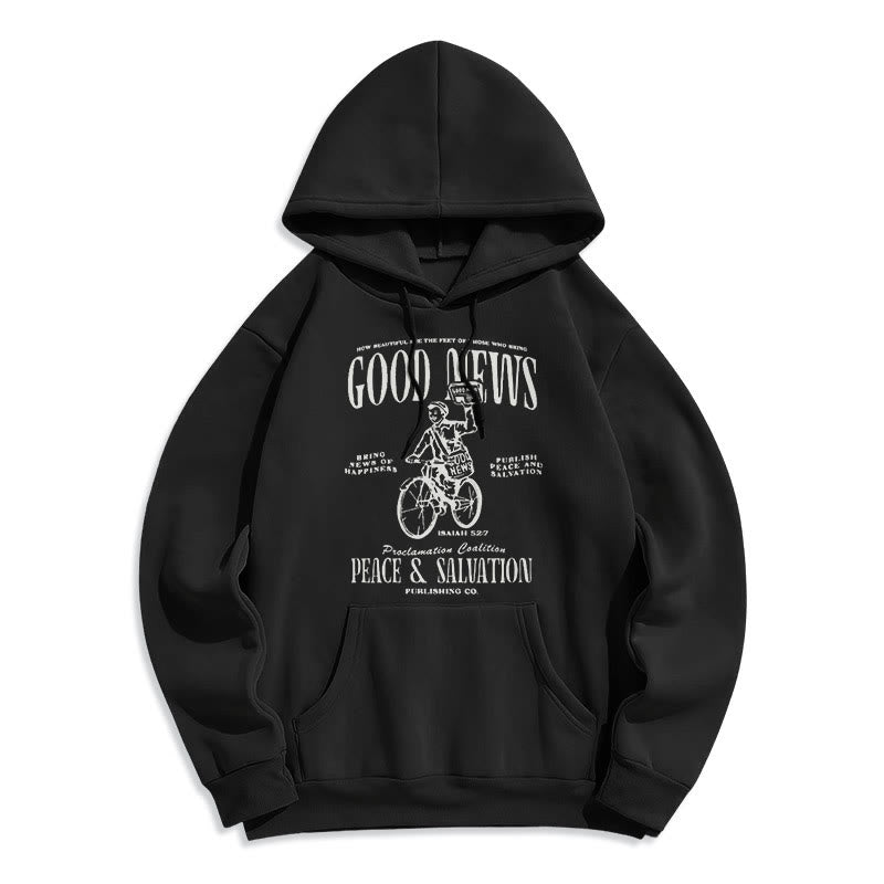 Christianartworkshop Quotation Style Good News Isaiah 52:7 Fleece Lined Polyester Hoodie