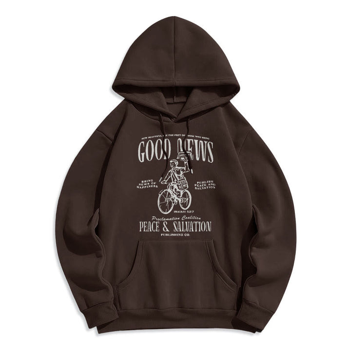 Christianartworkshop Quotation Style Good News Isaiah 52:7 Fleece Lined Polyester Hoodie - Brown - 2XL - image 15