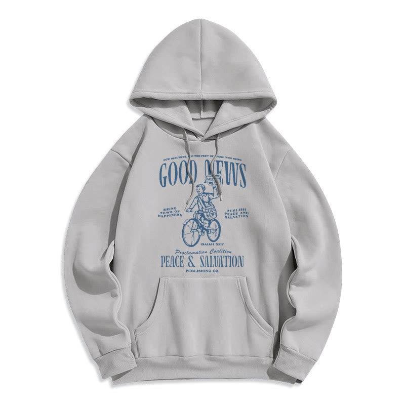 Christianartworkshop Quotation Style Good News Isaiah 52:7 Fleece Lined Polyester Hoodie