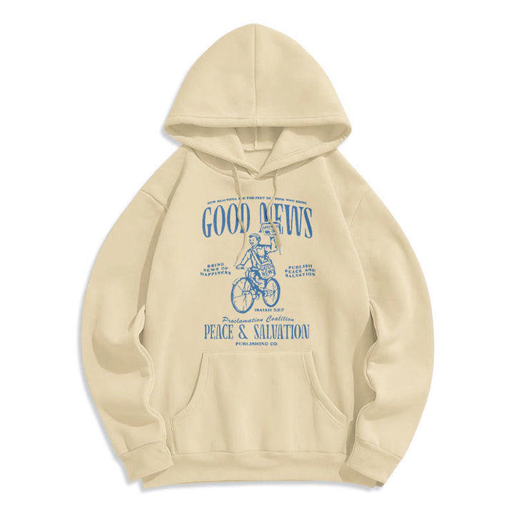 Christianartworkshop Quotation Style Good News Isaiah 52:7 Fleece Lined Polyester Hoodie