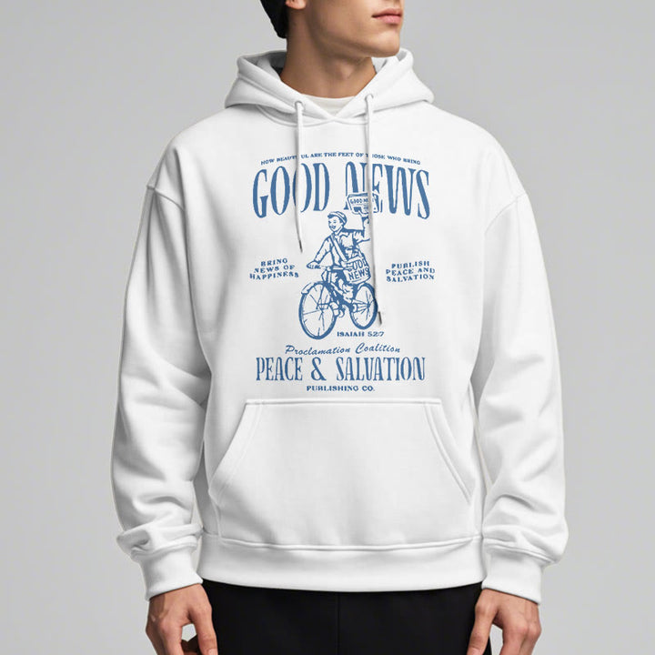 Christianartworkshop Quotation Style Good News Isaiah 52:7 Fleece Lined Polyester Hoodie