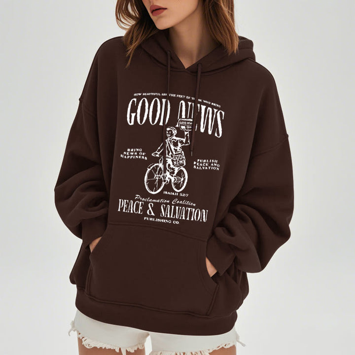 Christianartworkshop Quotation Style Good News Isaiah 52:7 Fleece Lined Polyester Hoodie