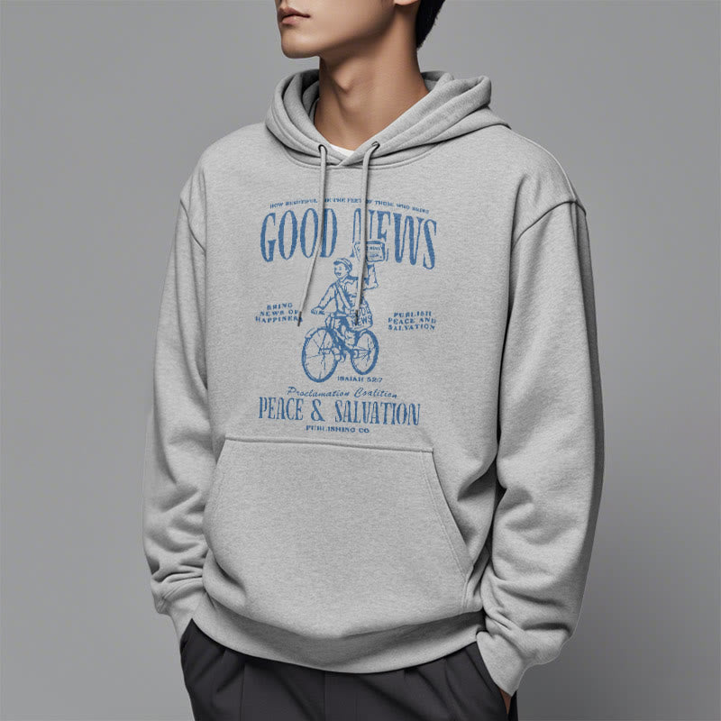 Christianartworkshop Quotation Style Good News Isaiah 52:7 Fleece Lined Polyester Hoodie