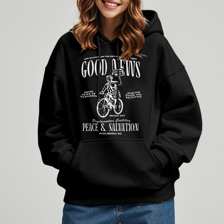 Christianartworkshop Quotation Style Good News Isaiah 52:7 Fleece Lined Polyester Hoodie