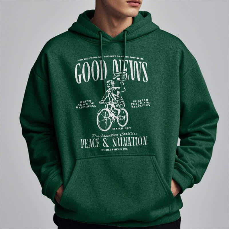 Christianartworkshop Quotation Style Good News Isaiah 52:7 Fleece Lined Polyester Hoodie