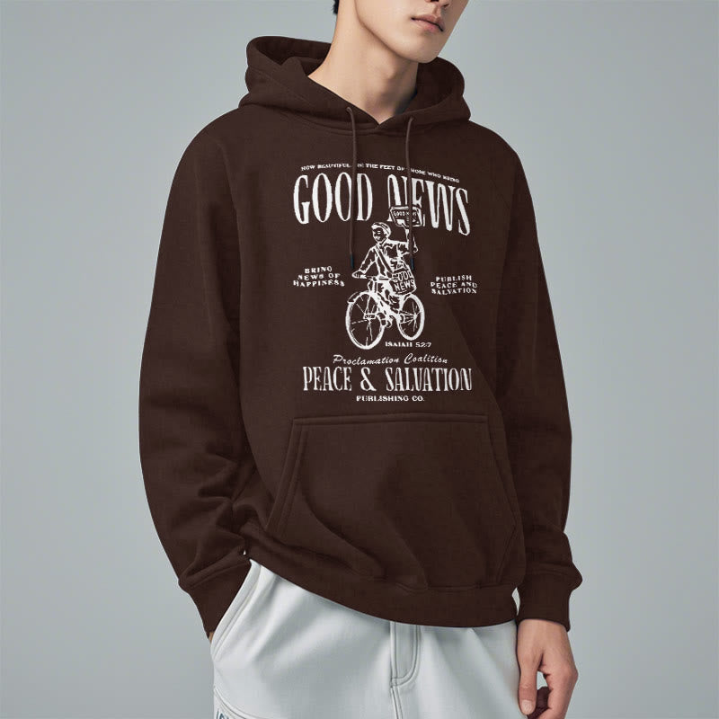 Christianartworkshop Quotation Style Good News Isaiah 52:7 Fleece Lined Polyester Hoodie