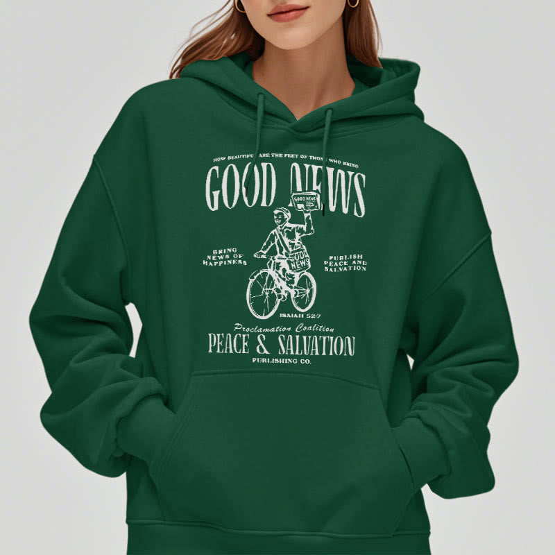 Christianartworkshop Quotation Style Good News Isaiah 52:7 Fleece Lined Polyester Hoodie