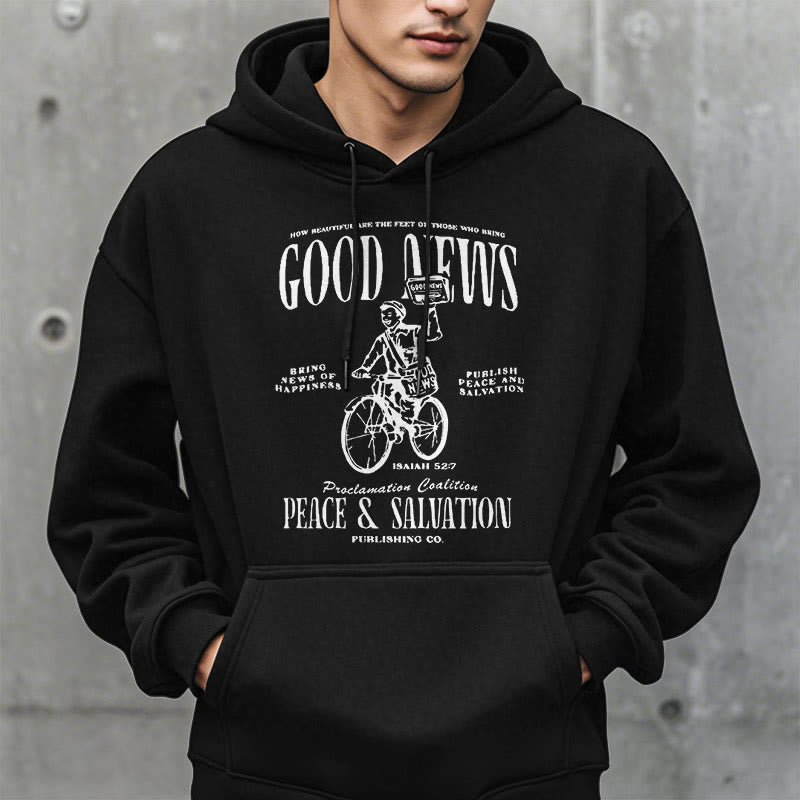 Christianartworkshop Quotation Style Good News Isaiah 52:7 Fleece Lined Polyester Hoodie