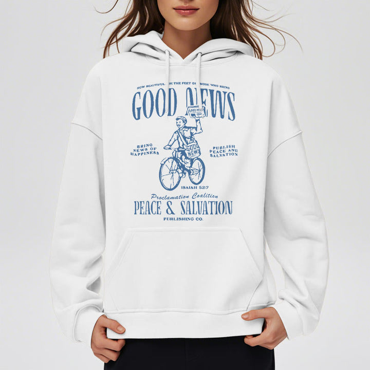 Christianartworkshop Quotation Style Good News Isaiah 52:7 Fleece Lined Polyester Hoodie