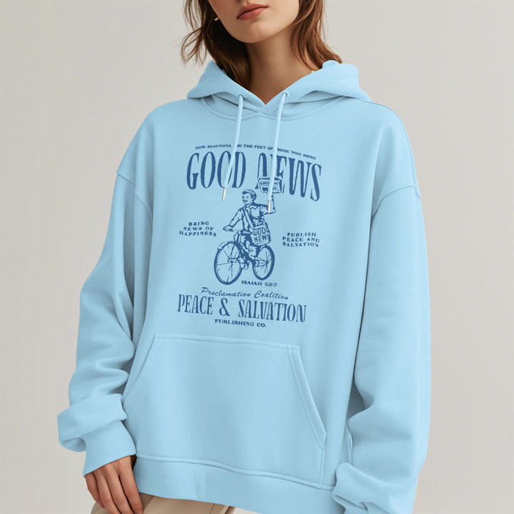 Christianartworkshop Quotation Style Good News Isaiah 52:7 Fleece Lined Polyester Hoodie - image 27