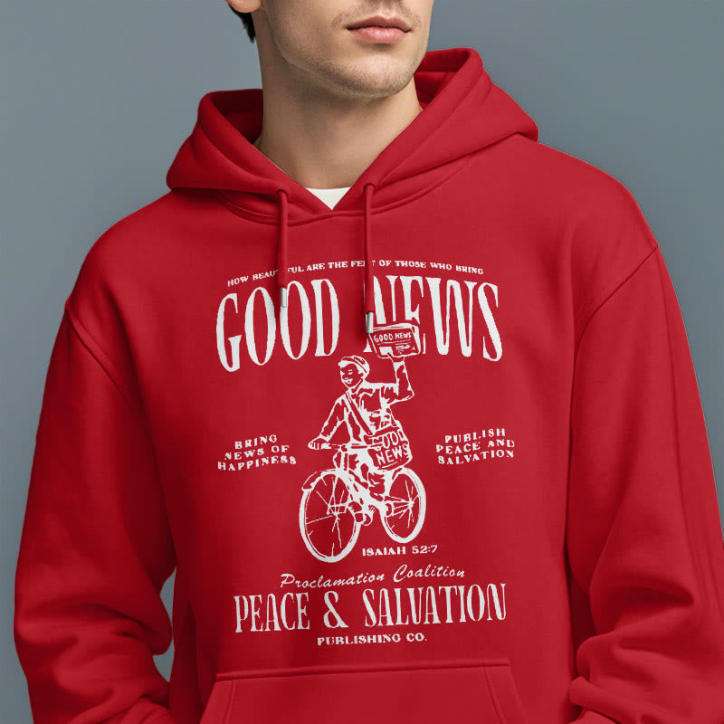 Christianartworkshop Quotation Style Good News Isaiah 52:7 Fleece Lined Polyester Hoodie