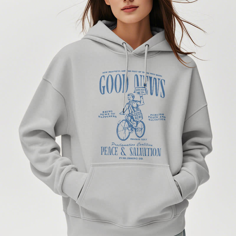 Christianartworkshop Quotation Style Good News Isaiah 52:7 Fleece Lined Polyester Hoodie