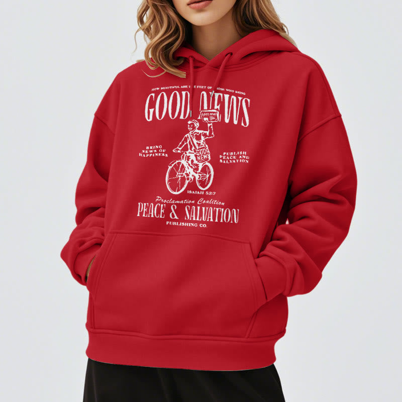 Christianartworkshop Quotation Style Good News Isaiah 52:7 Fleece Lined Polyester Hoodie - image 37