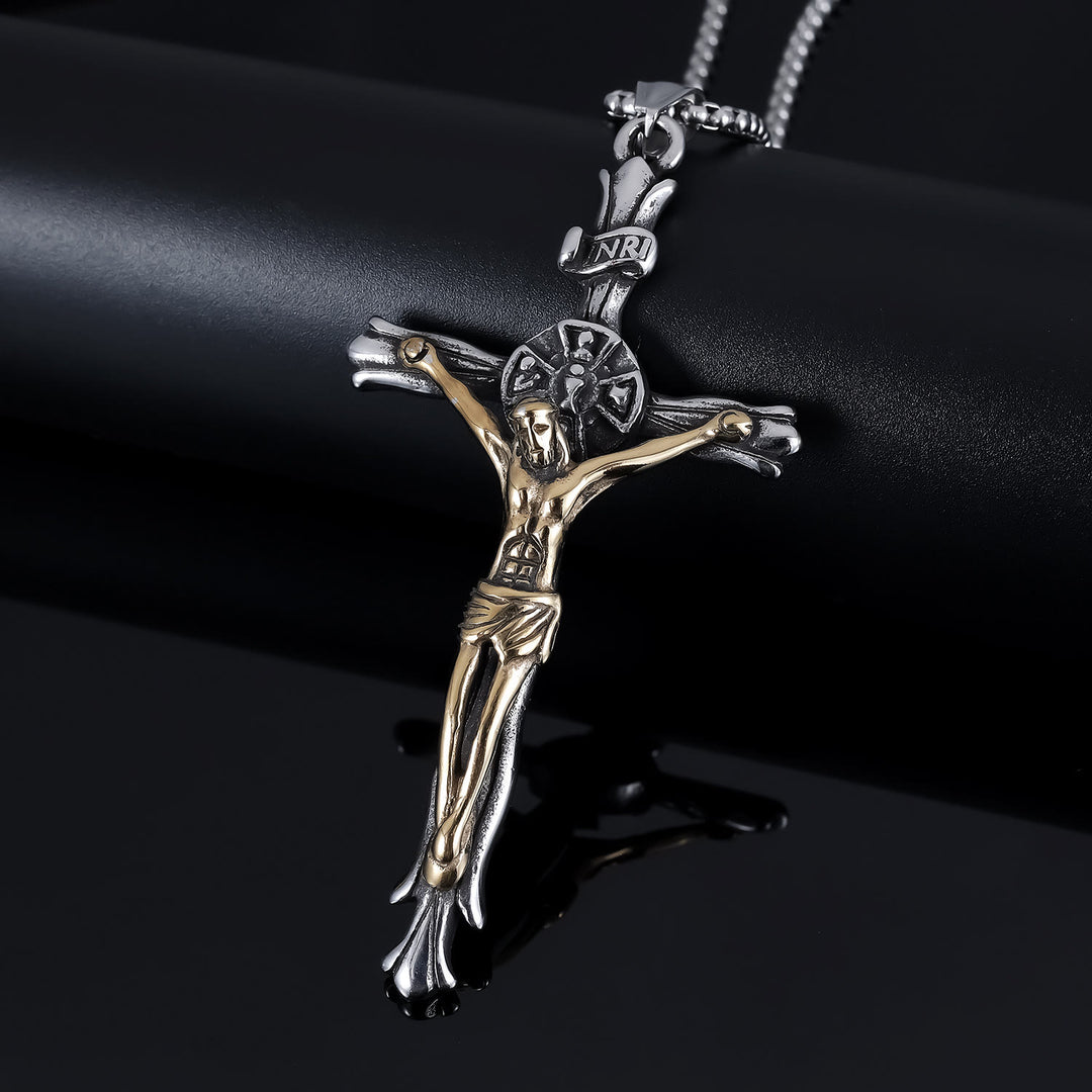 Christianartworkshop Classic Style INRI Plaque Crucifix Cross Jesus Sacred Faith Necklace